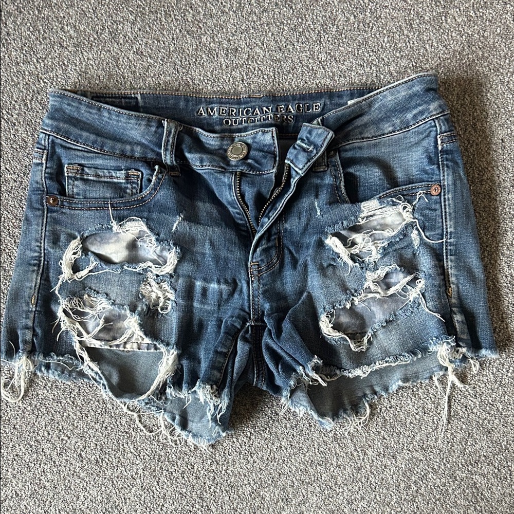 American Eagle Outfitters Ripped Blue Jean Shorts